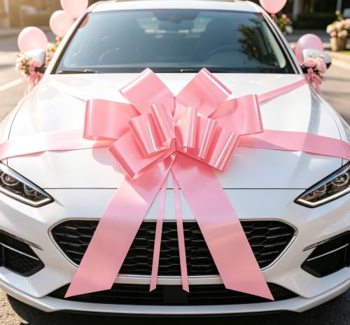 30-Inch Giant Pink Car Bow - Large Pull Bow for Vehicles & Big Gifts
