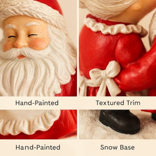 Mr. & Mrs. Santa Claus Resin Figurines Set - Hand-Painted Christmas Decor