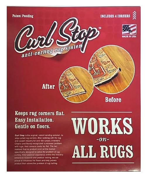 Rug Gripper for Corners & Edges - Anti-Curl Carpet Support, 4 Pack