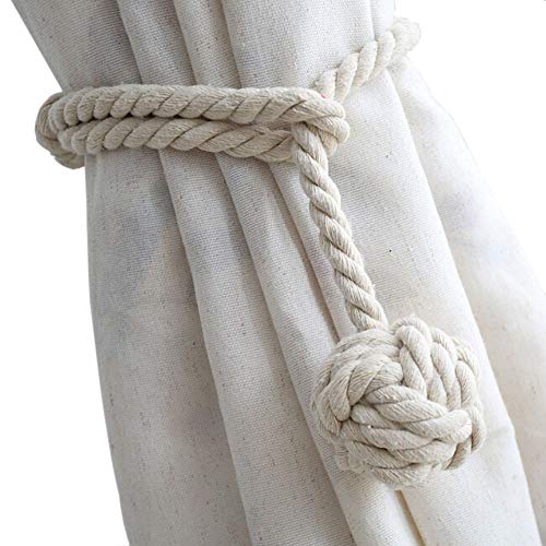 4 Pack Handmade Rope Curtain Tiebacks - Heavy Duty Decorative Holdbacks