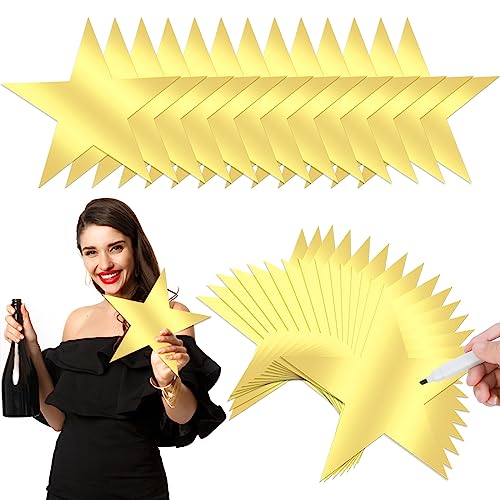 40 Pcs 11-Inch Gold Star Cutouts - Double-Sided Cardstock Party Decor