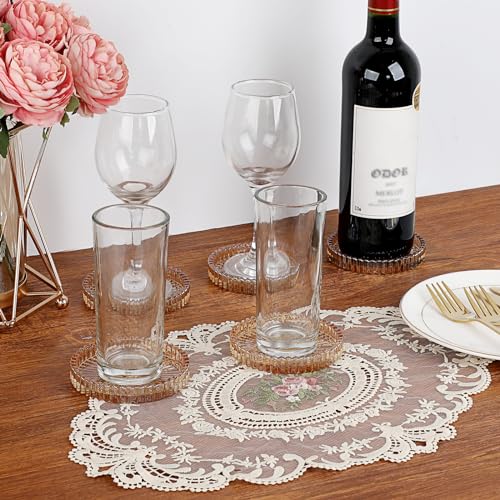 Modern Tempered Glass Coasters Set of 5 - 4 Inch Round Drink Coasters