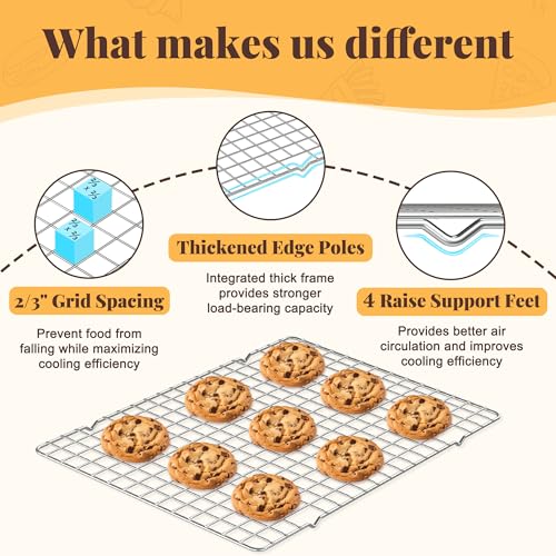 Stainless Steel Cooling Racks for Baking & Roasting, 10" x 15" - Pack of 2