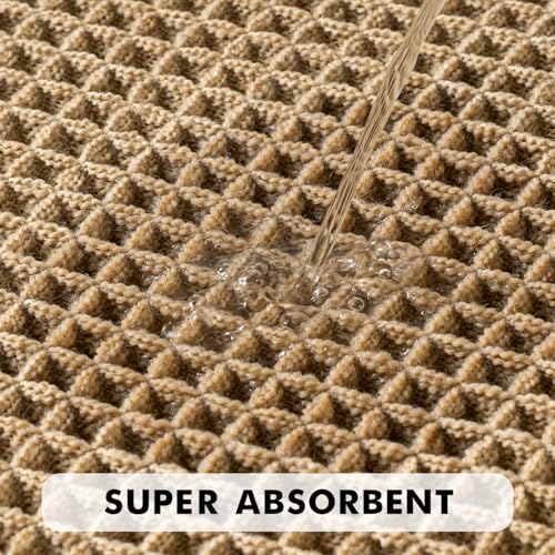 MIULEE Waffle Bath Rug Set of 2 Boho Brown 18x30 Non-Slip Absorbent
