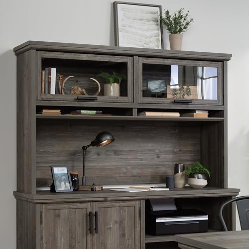 Aspen Post Office Hutch with Glass Doors in Pebble Pine Finish