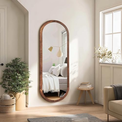 48x16 Inch Oval Full Length Wall Mirror with Solid Wood Frame