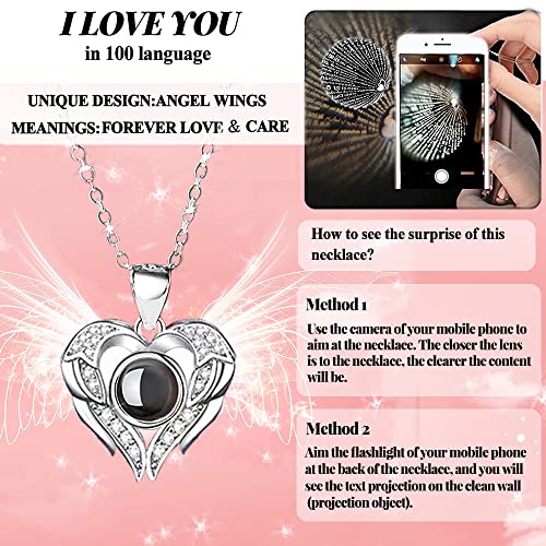 Preserved Real Rose Gift Box with 100 Languages Projection Necklace