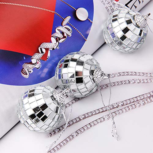 12-Piece Silver Mini Disco Ball Ornaments for Party & Tree Decor (4cm)