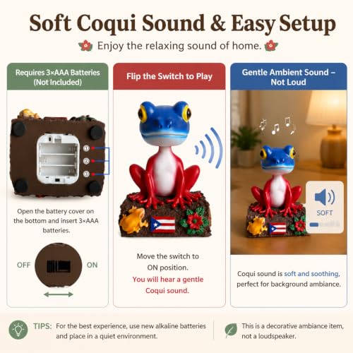 Puerto Rico Coqui Frog Bobblehead with Sound - 7.9-Inch Hand-Painted Resin