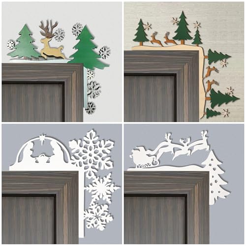 8-Inch Wooden Christmas Door Topper - Door Frame Decor, Xmas Wall/Window Accent (Fab isup) - Christmas Tree 2