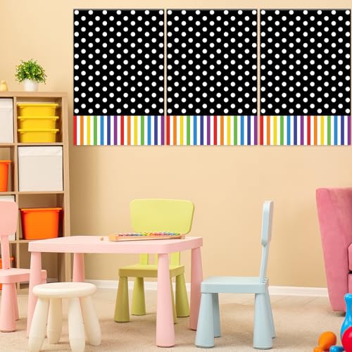6 Pcs Classroom Window Valance Curtains, 36 x 24 Inch Polka Dot and Stripe