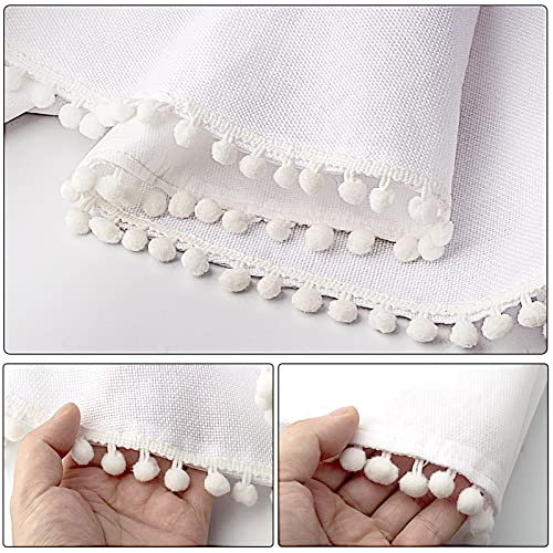 SevenFish 48-Inch White Rustic Christmas Tree Skirt with Pom Poms