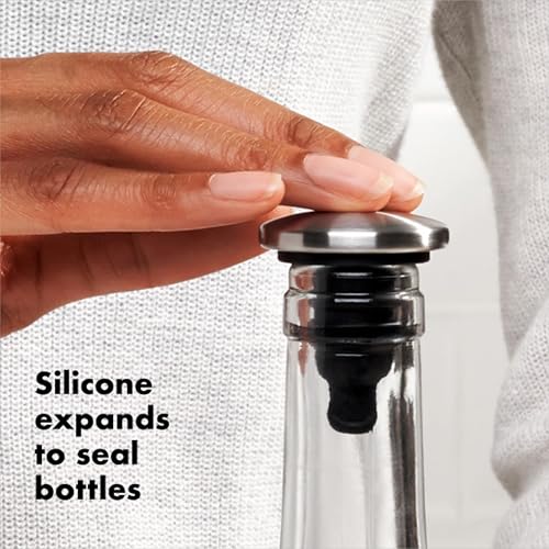 Leakproof Expanding Wine Stopper (2-Pack) - Stainless Steel Bottle Sealer