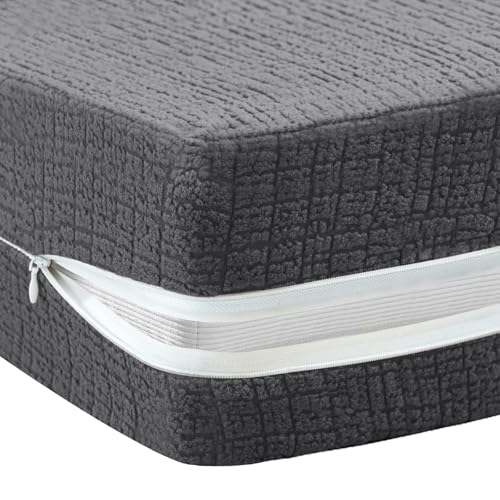 Queen Futon Mattress Cover - Machine Washable Zipper Design, Grey