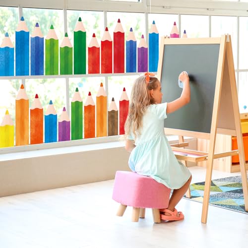 Pencil Window Clings - 9 Sheets Double-Sided Classroom Decor