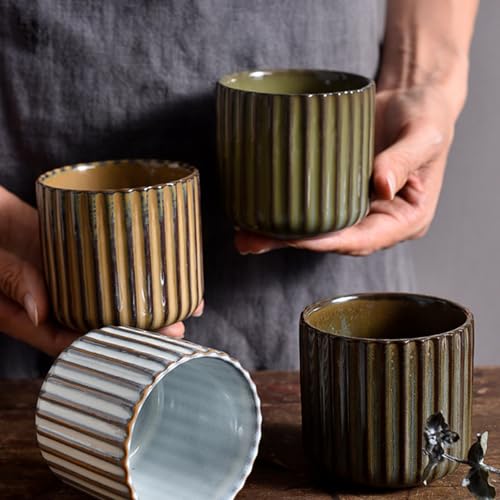 LILITURF Brown Kiln-Fired Ceramic Tea Mug 6oz - Handleless Green Tea & Espresso Cup