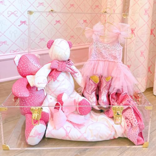 Clear Acrylic Storage Trunk Set, Decorative Keepsake Box with Handles