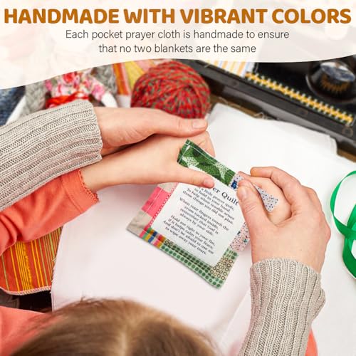 Handmade Pocket Prayer Quilt Set with Wooden Cross - 2 Pack Comfort Blanket
