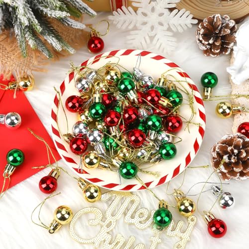 Jansun Christmas Classic Miniature Glitter Ornaments - 60PCS Holiday Tree Decorations