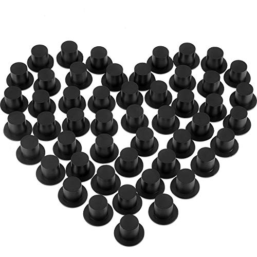 Blulu 50 Pcs Mini Top Hats - Black Top Hats for Snowman Crafts