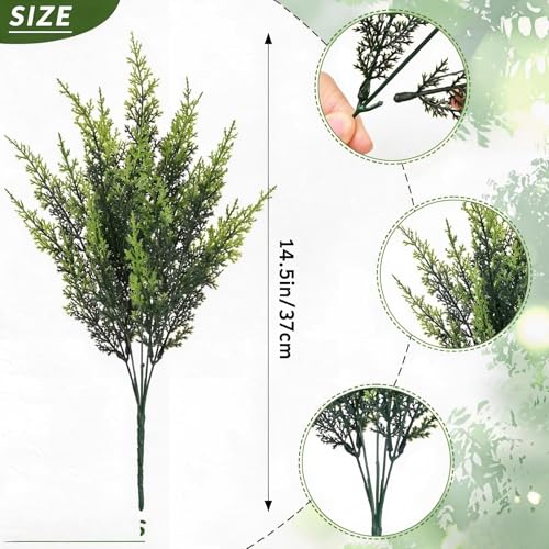 Waipfaru 36 Bundles UV Resistant Artificial Outdoor Plants - Green