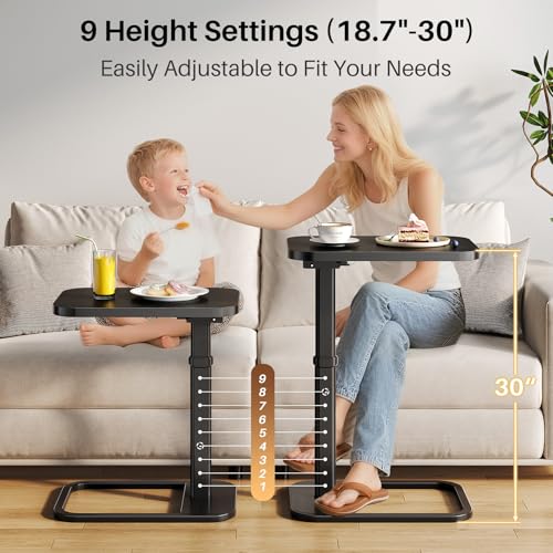 Adjustable Height TV Tray Table with Flip-Top for Couch and Bedside
