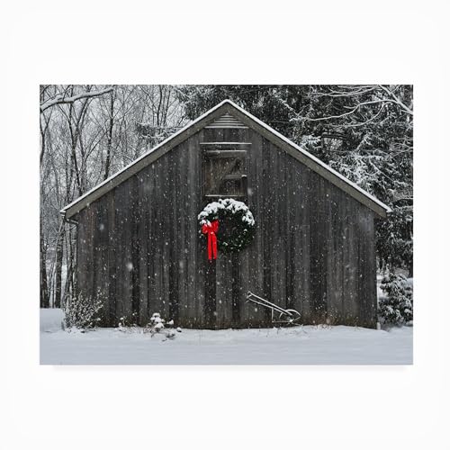 Trademark Fine Art Christmas Barn in the Snow Outdoor Canvas by Kurt Shaffer 35x47 - Gallery Wrapped