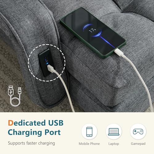 Adjustable Floor Gaming Chair with 2 USB Ports, Linen Foldable Sofa