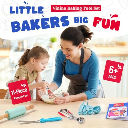 11-Piece Kids Baking and Cooking Set with Utensils and Cookbook