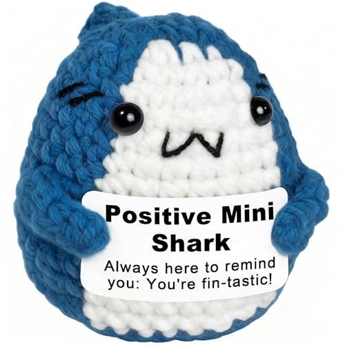 Handmade Crochet Shark Plush - Emotional Support Shark Encouragement Gift