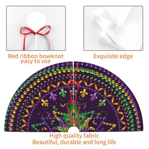 Juniissl Festival Purple Christmas Tree Skirt, Fleur De Lis 36 Inch, Medium