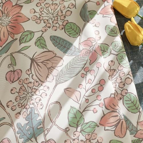 Floral Blackout Curtains for Girls Nursery, 63-Inch Pink Flower Drapes, 2-Pack