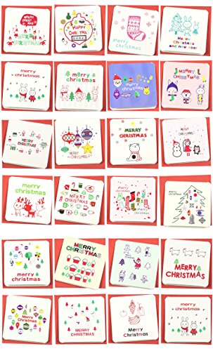Rayker 24 Pack Mini Christmas Greeting Cards & Envelopes - 3x3" Holiday Holiday