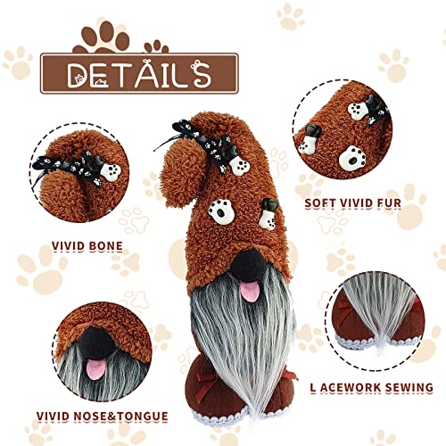 Mailin 2Pcs Dog Gnomes Puppy Doll Gnomes Plush Handmade Scandinavian Swedish Tomte Ornament Gnome Decorations for Home Tiered Tray D?cor