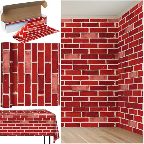 Red Brick Tablecloth Roll 100ft x 54in Waterproof Disposable Party Cover