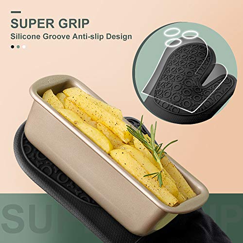 Extra Long Silicone Oven Mitts, 14.6-inch Heat Resistant Baking Gloves