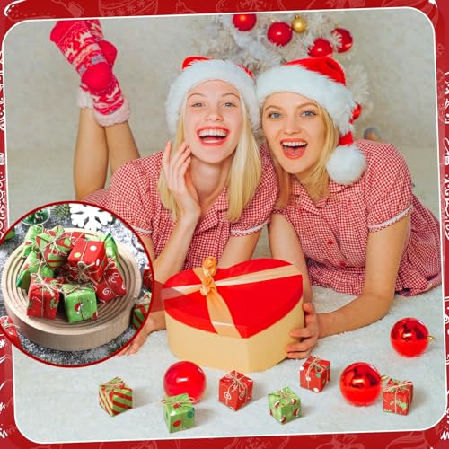 Chivao 24 Pcs Funny Color Plaid Mini Gift Box Christmas Ornaments 1.18 in