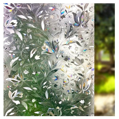 Privacy Window Film - Tulip Stained Glass Design, 17.5" x 78.7"