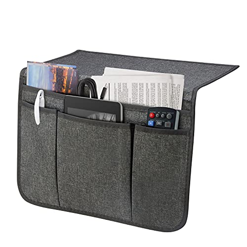 Bedside Caddy Storage Organizer for Bed, Sofa, and Dorm - Dark Grey