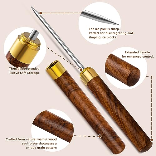 QiBaLee Black 9.4-Inch Ice Pick for Breaking Ice and Frozen Items