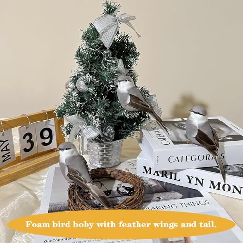 Northern Mockingbird Artificial Bird Ornament 2-Pack for Home Decor & Crafts