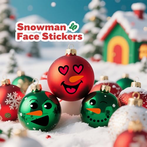 CRYSFIY 40PCS Snowman Face Stickers for Crafts - 2 Sheets Holiday Decals