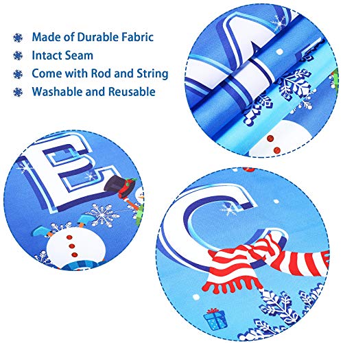 Blulu Let It Snow Welcome Front Door Porch Sign - Christmas Decoration Banner (Light Blue)