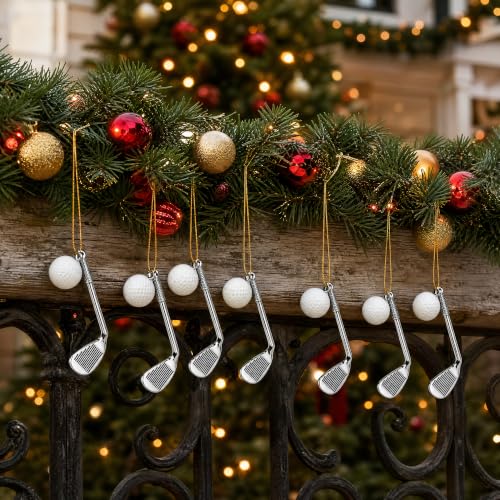 12 Sets Golf Ball and Club Christmas Tree Ornament, Xmas Decor