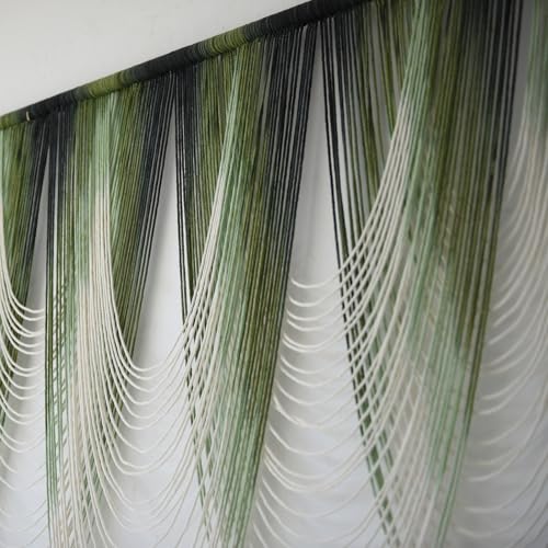 Dip-Dyed Green Macrame Wall Hanging - Oversized Boho Fiber Art (57x41 In)