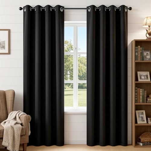 Thermal Insulated Blackout Curtains - 84 Inch Grommet Window Drapes (2 Panels)