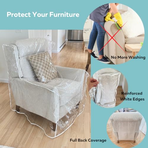 Heavy-Duty Clear Vinyl Recliner Cover - Waterproof Furniture Protector