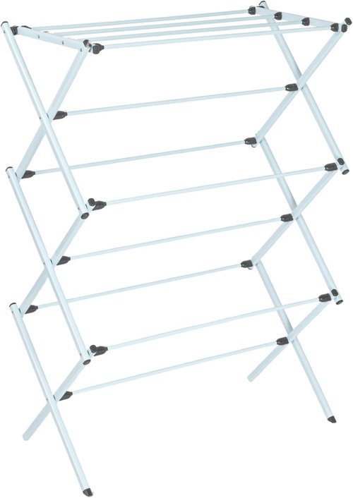 Household Essentials Folding Clothes Drying Rack - Durable Steel Frame with 11 Coated Dowels, White