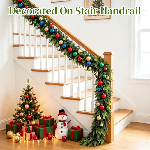 2 Pack 6Ft Real Touch Cedar Garland - Faux Christmas Greenery for Mantle & Decor