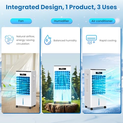 Portable Evaporative Air Cooler 8L 3-Speed Oscillation Remote Black